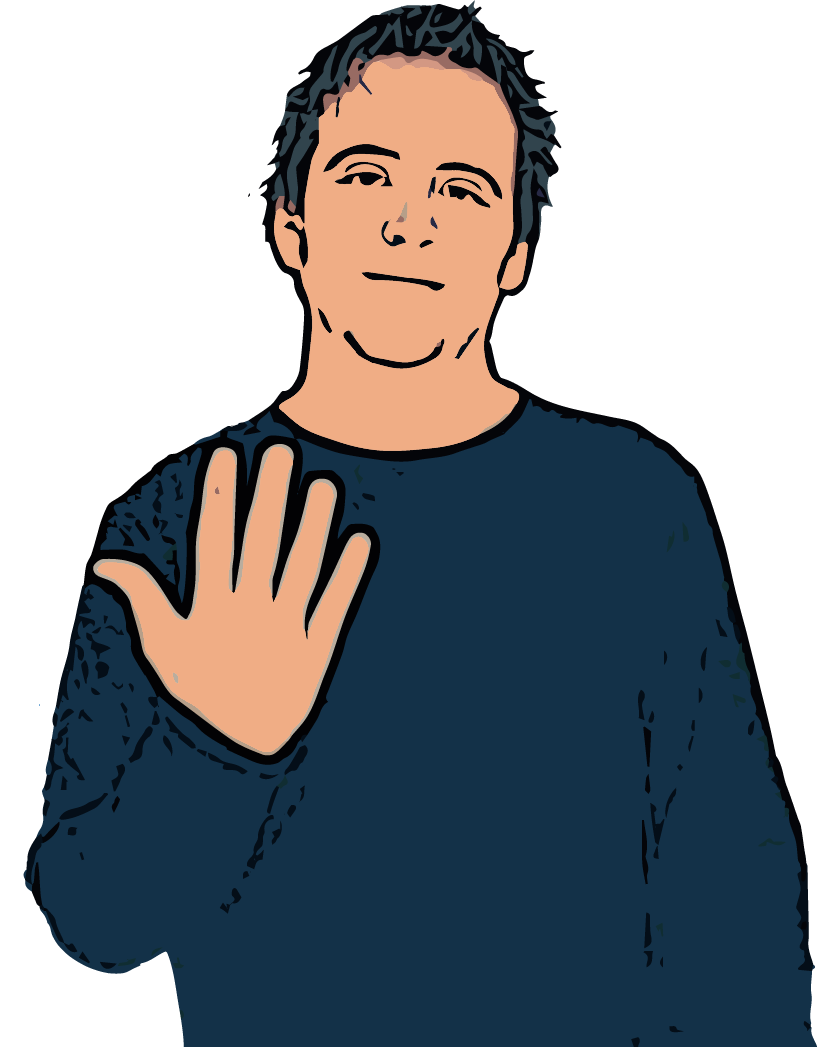 BSL sign for five (5)