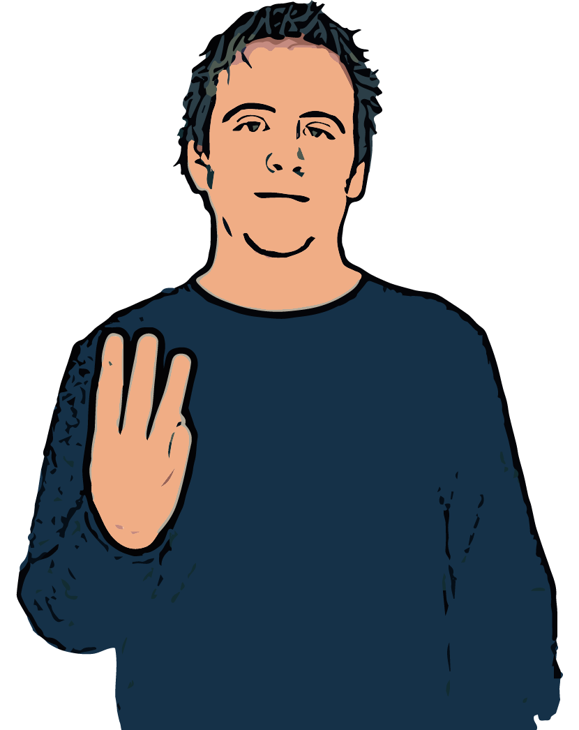BSL sign for three (3)